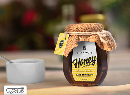 طرح لایه باز موک آپ شیشه عسل - Honey Jar Mockup